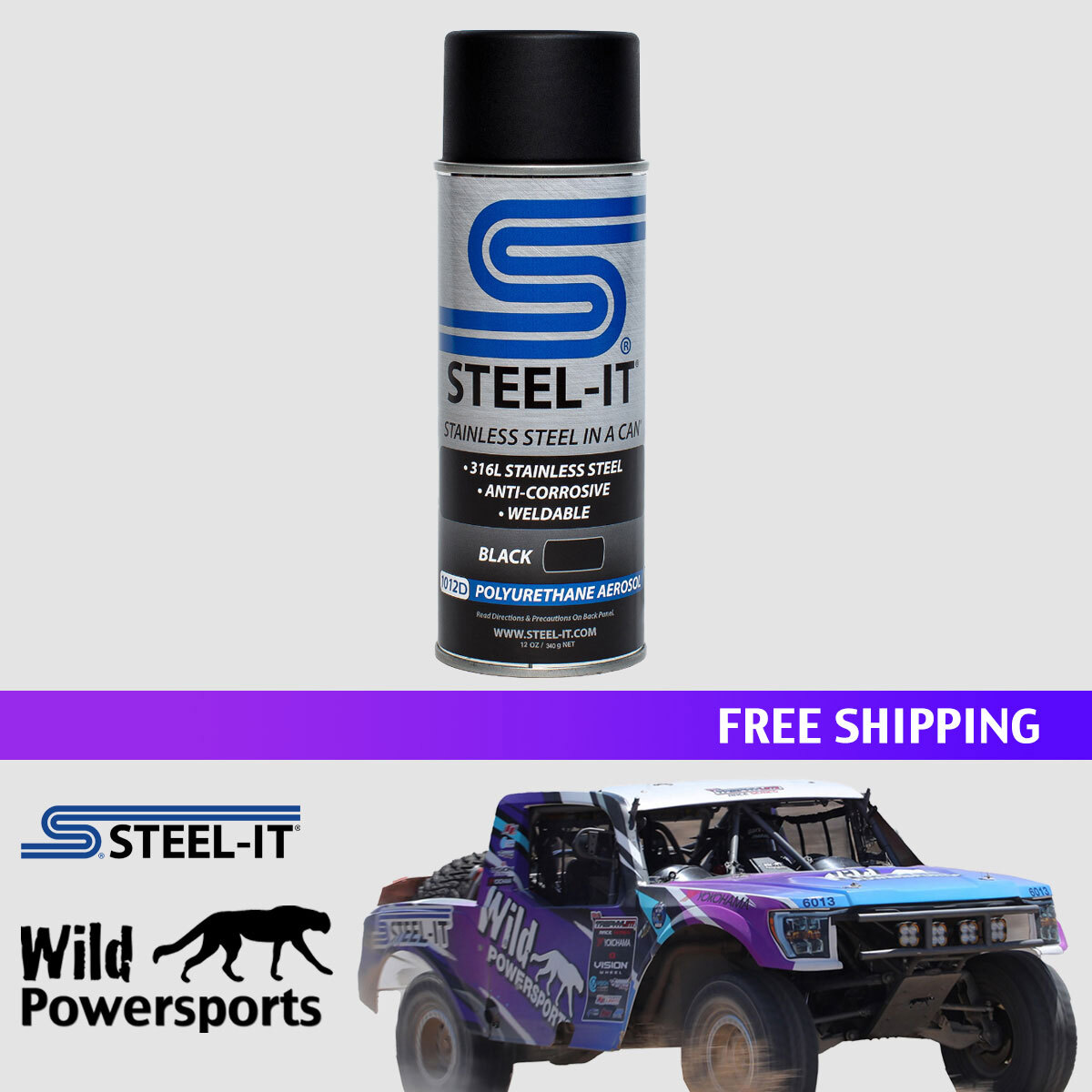 STEEL-IT Black Polyurethane 1012D (12oz Spray Can) gallery