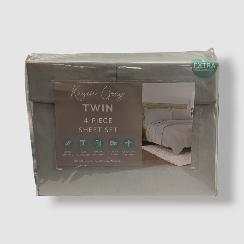 Kaycie Gray Microfiber 4-Pc. Sheet Set - Twin Size gallery