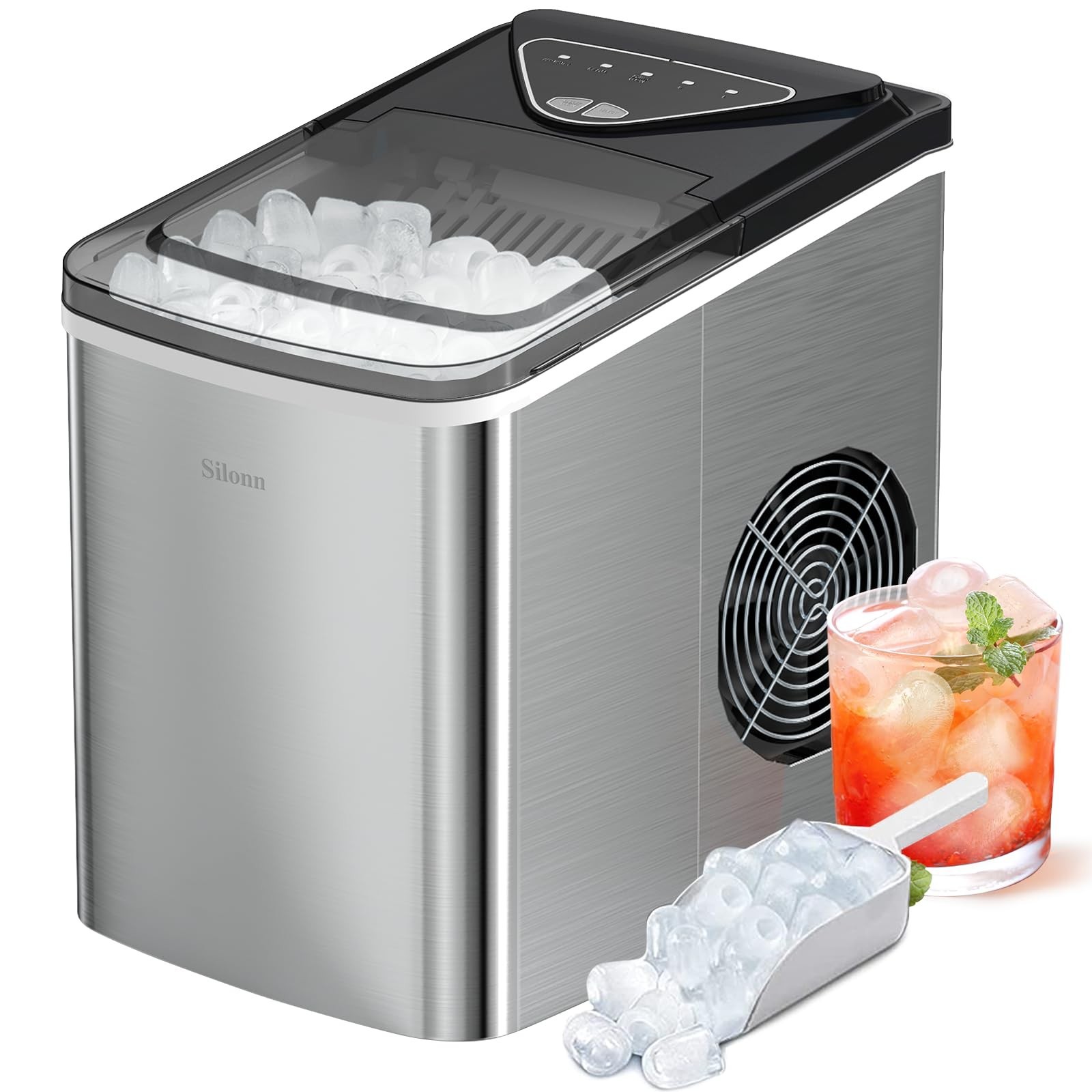 Silonn Countertop Ice Maker, 9 Ice Cubes in 6 Mins, 26 Lbs in 24 Hrs, Compact... gallery