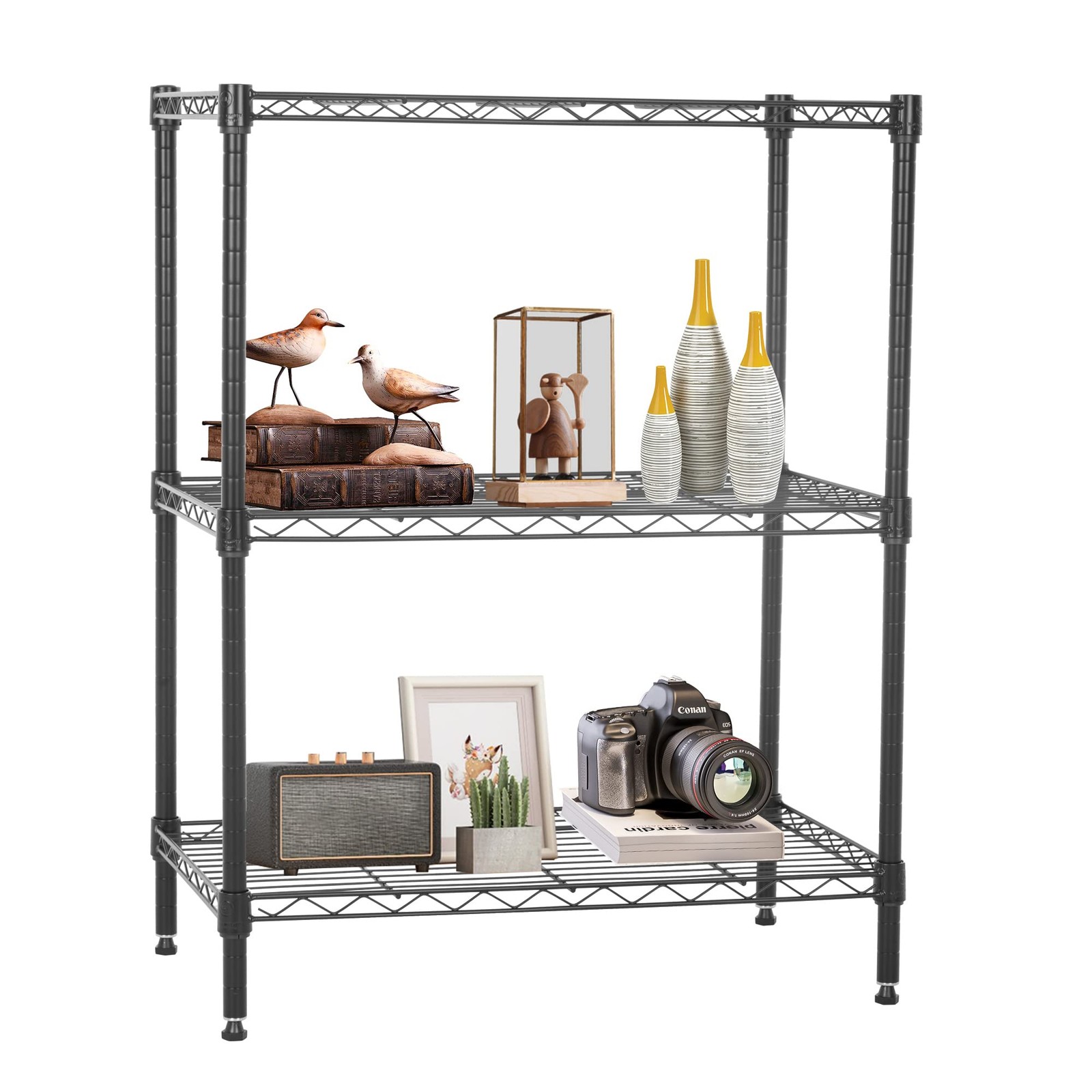 FDW Wire Shelving Units Adjustable Metal Storage Rack 23D x 13W x 30H 3 Tier Pan gallery