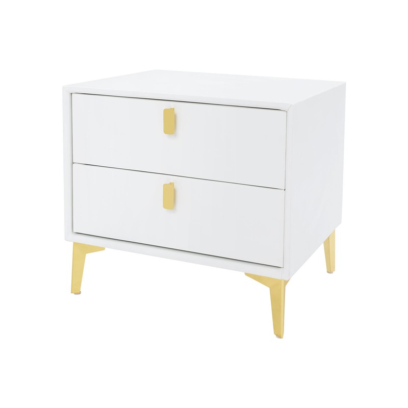 White Bedside Table, Storage Cabinet for the Bedroom, Side Table with 2-drawers gallery
