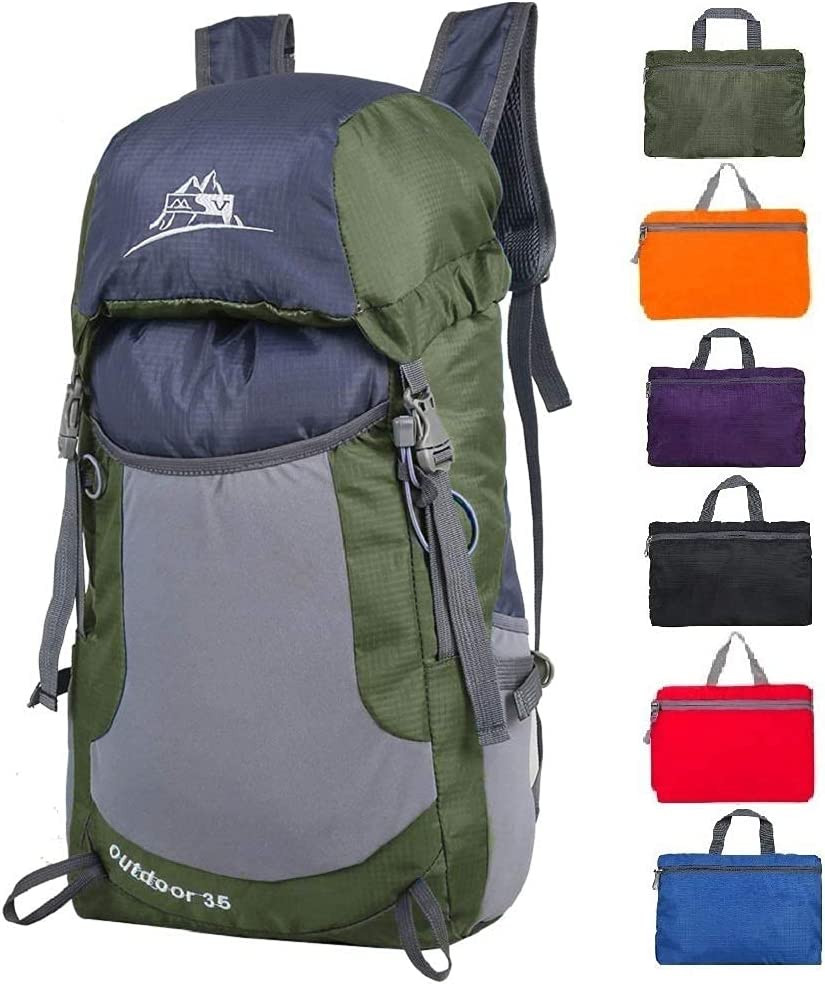 Foldable Backpack, 35L Waterproof Packable Hiking Backpack, Durable Hike Backpac