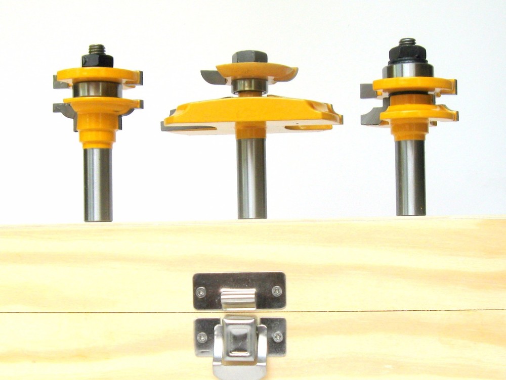 3pc 12° w/ Back Cutter Raised Panel & Bead Rail & Stile Router Bit Set sct-888