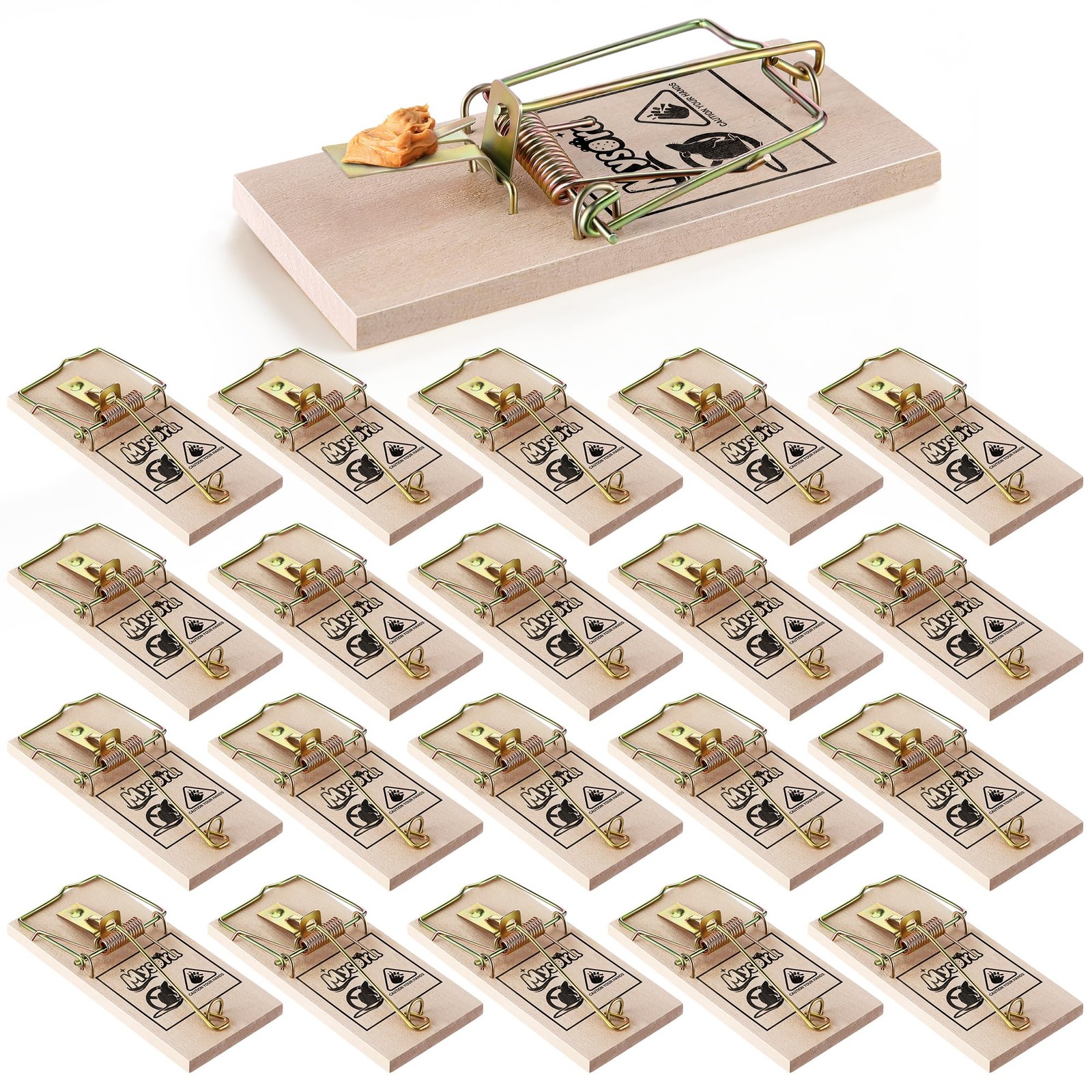 20 Pack Wooden Mouse Traps Humane Rat Trap Metal Pedal Sturdy Wood Base Reusable gallery