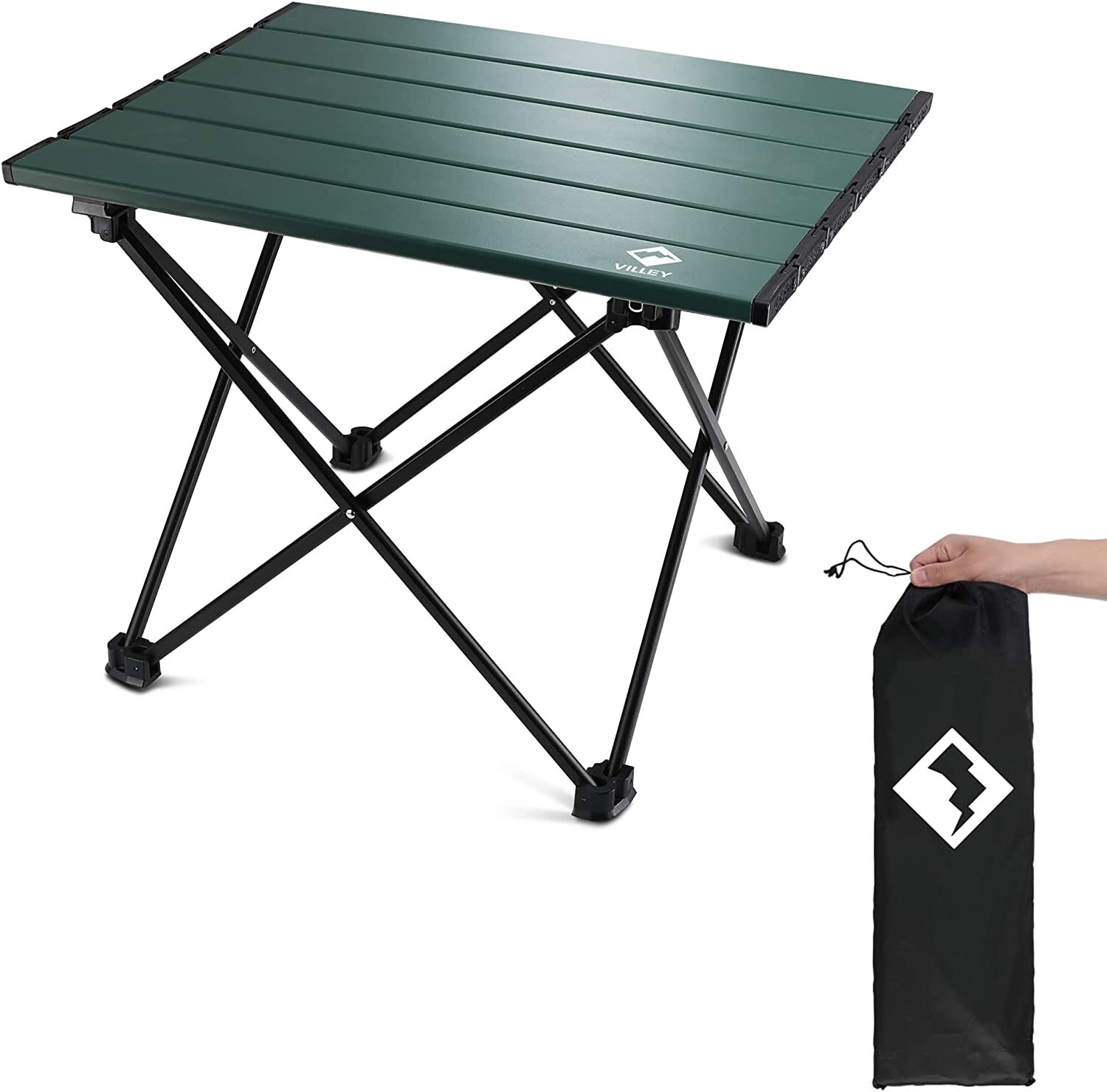 VILLEY Camping Side Table Aluminum Folding Beach Table w/CarryBag 16''/19''/24'' gallery