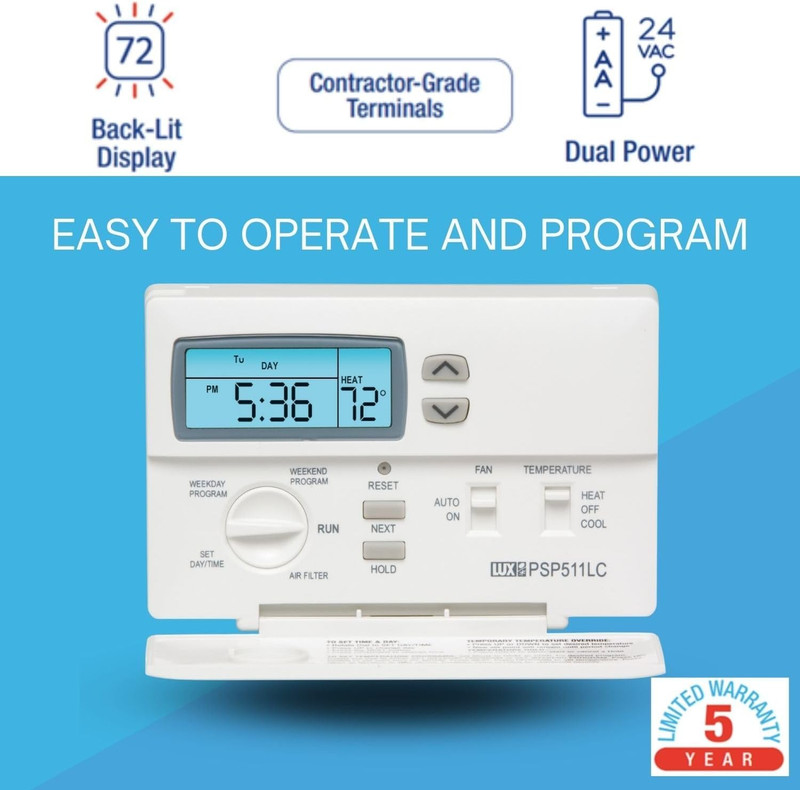 Pro Programmable Thermostat for Home Use; 1 Heat, 1 Cool gallery