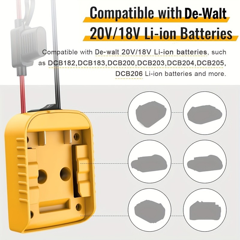 2 Pack Adapter Compatible with De-Walt 20V Battery Adapter with Switch, Fuse gallery