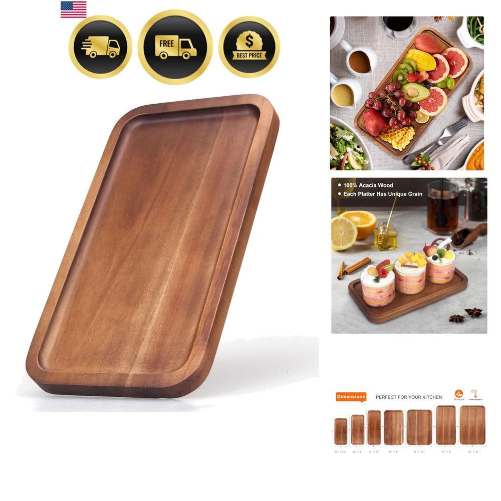 Wooden Serving Tray Small Rectangular Mini Charcuterie Board Acacia Wood