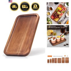 Wooden Serving Tray Small Rectangular Mini Charcuterie Board Acacia Wood