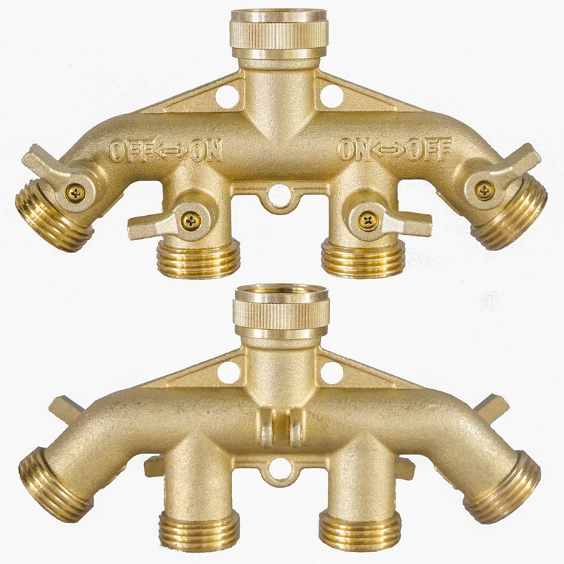Brass Garden Hose Splitter , Solid Brass Hose Connector 3/4", Adapter Valve gallery