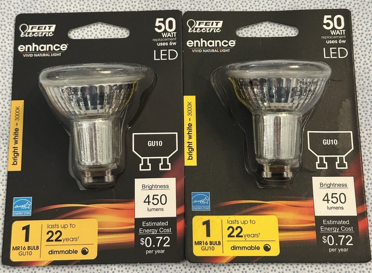 2 PACK Feit Electric MR16 120V GU10 Base Dimmable Performance LED 50/6W 450 Lms gallery