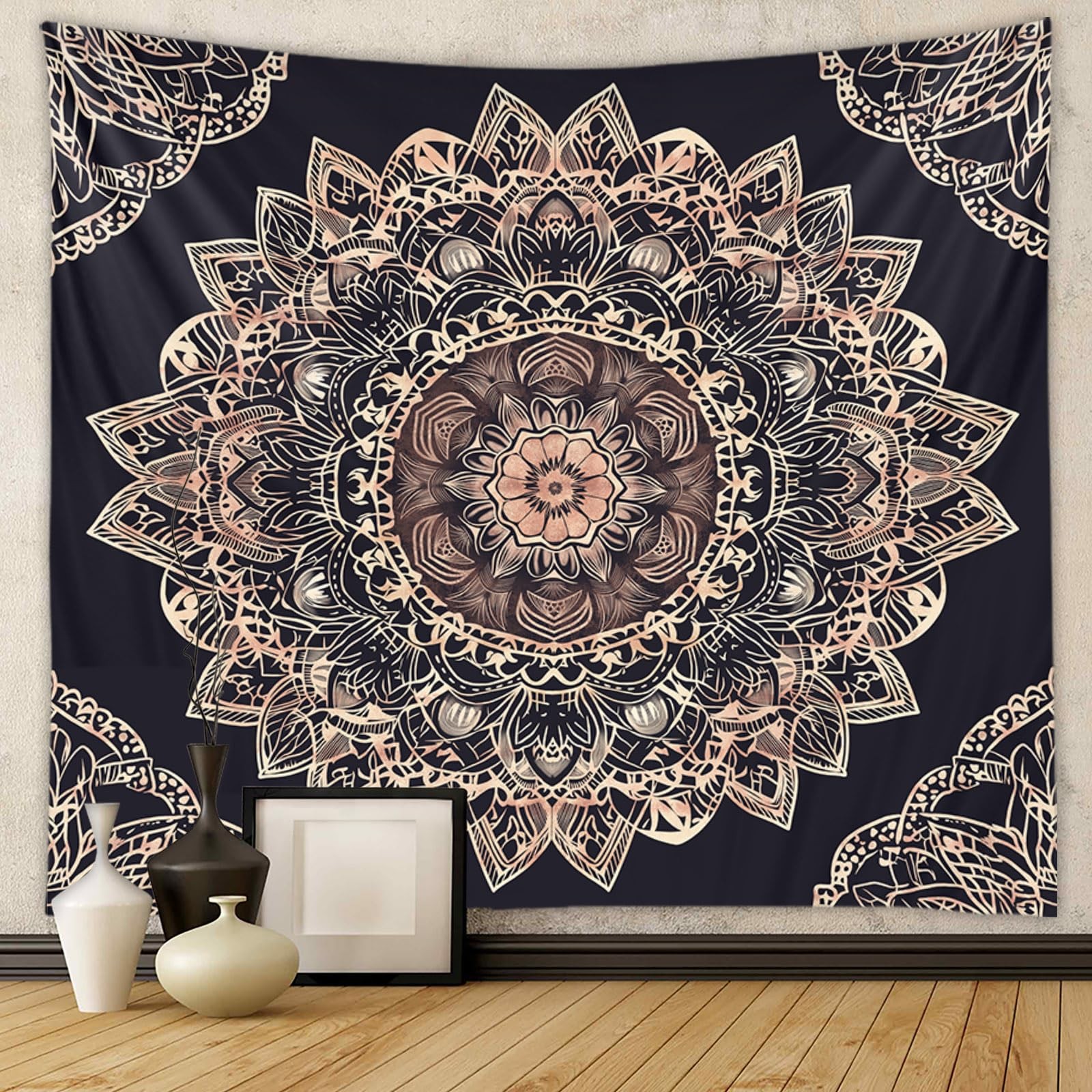 Boho Mystic Mandala Wall Hanging - Ethnic Vintage 40"L x 30"W, Black gallery