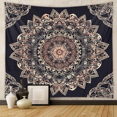 Boho Mystic Mandala Wall Hanging – Ethnic Vintage 40″L x 30″W, Black