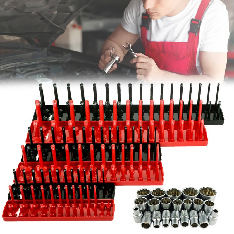 6PC Socket Organizer Tray Set Hold 90 Metric&76 SAE Socket 1/4" 3/8" 1/2" Drive gallery