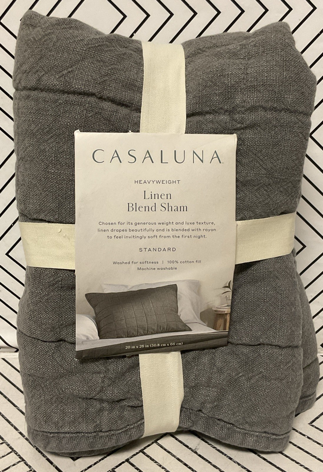 🥥 Casaluna Standard Heavyweight Linen Blend Quilt Pillow Sham Dark Gray🆕 gallery