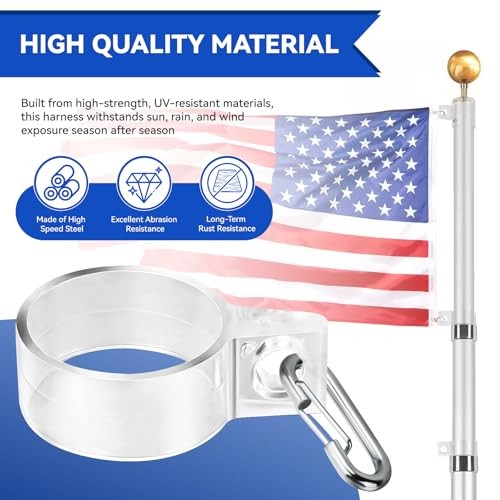 Bottom Flag Harness, Flag Pole Rings for 15 & 20 ft Ground Set Telescoping gallery