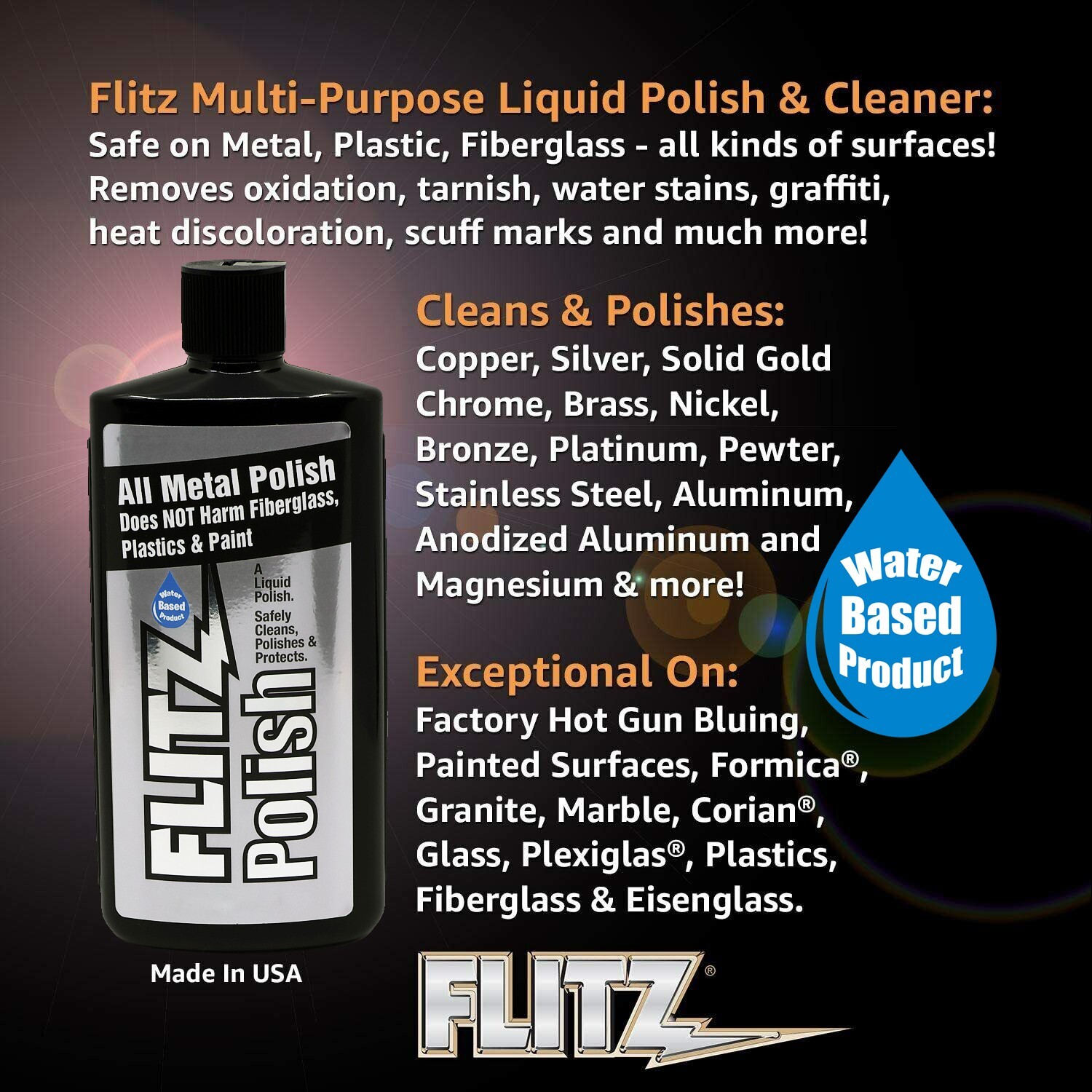 FLITZ Metal, Plastic & Fiberglass Polish 16oz/473ml Liquid Formula (SEE VIDEO) gallery