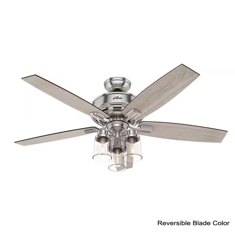 Bennett 52 In. LED Indoor Brushed Nickel Ceiling Fan with 3-Light Kit and Handhe gallery
