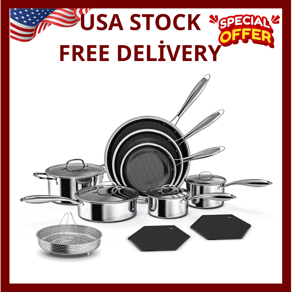 14-Piece Nonstick Hybrid Hex Cookware Set - Induction & Oven Safe, PFOA Free gallery