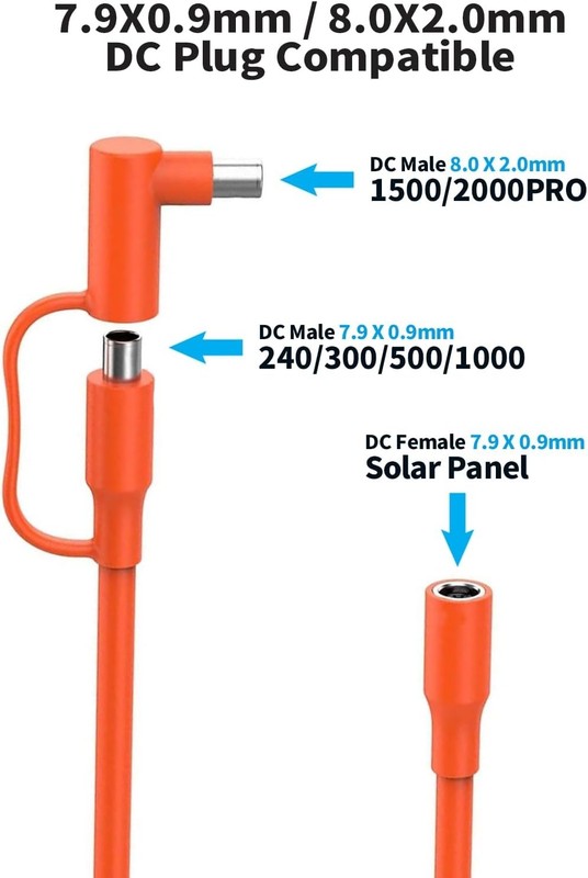 Heat Resistant 20FT Extension Cable for Solar Generators and Power Stations gallery