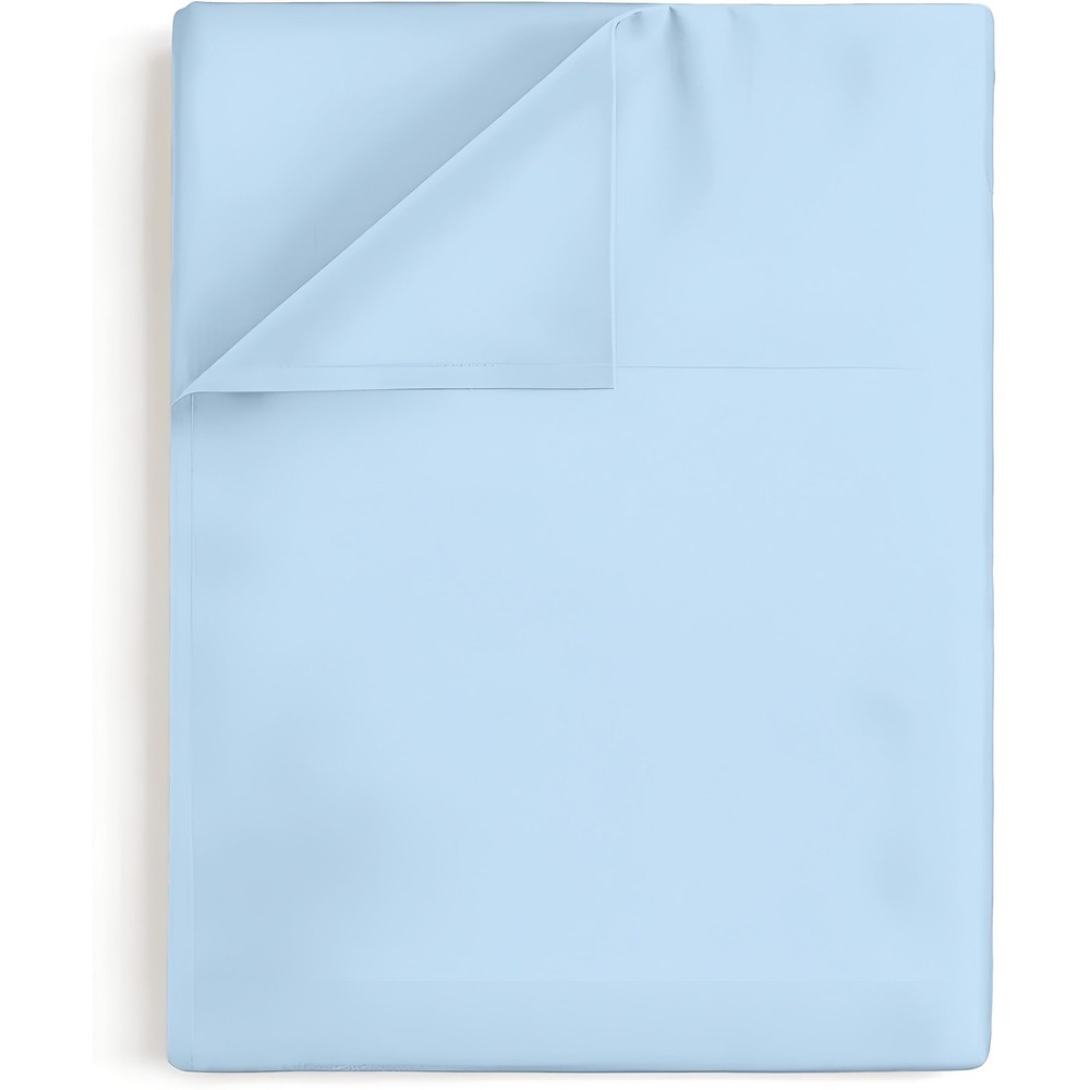 Queen Flat Sheet 100% Egyptian Cotton 600 Thread Count Sateen Light Blue
