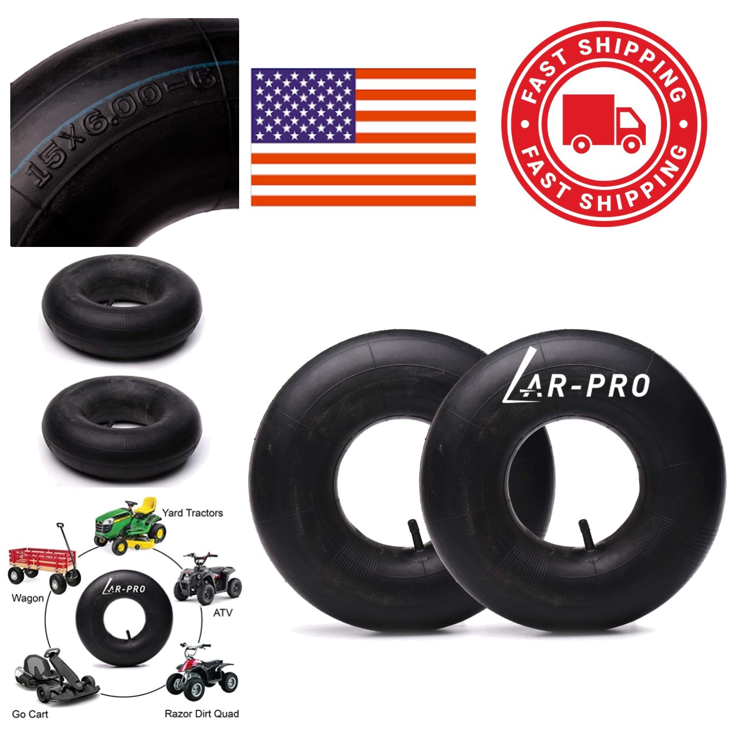 2 Pack 15x6.00 Inch Inner Tubes with TR13 Straight Valve Stem for Lawn Mowers gallery