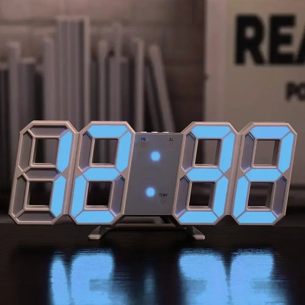 Digital 3D LED Big Wall Desk Alarm Clock Snooze 12/24 Hours Auto Brightness USB gallery