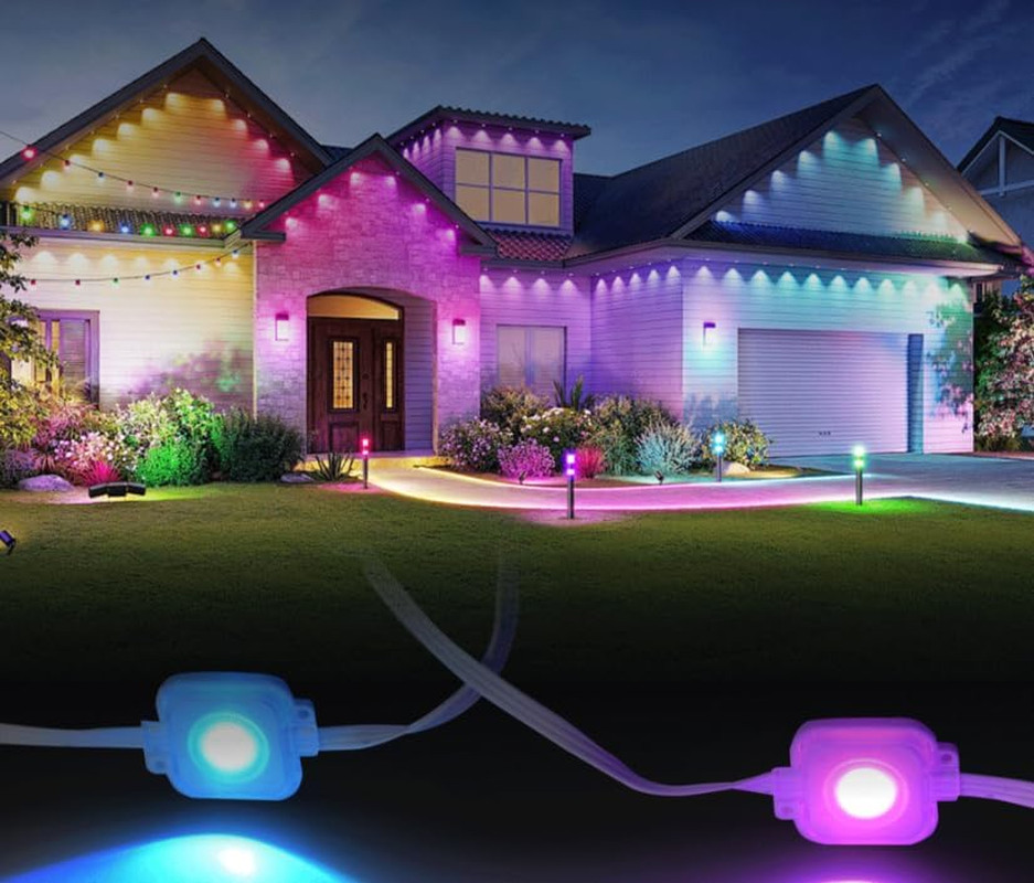 50FT Permanent Outdoor Lights, IP67 Waterproof Smart RGB LED Eave Lights with Ap gallery