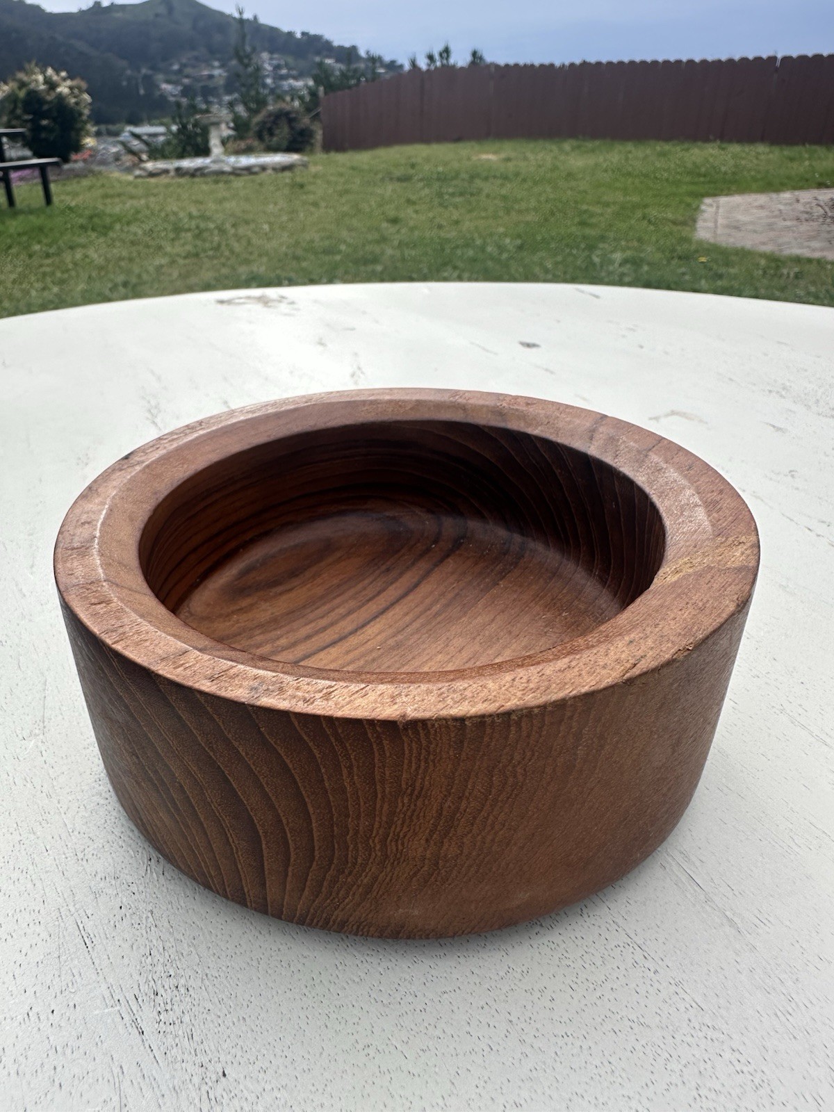 Vintage Rustic cottagecire Round Brown Wood Bowl Smooth Finish Solid Plain gallery
