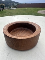 Vintage Rustic cottagecire Round Brown Wood Bowl Smooth Finish Solid Plain