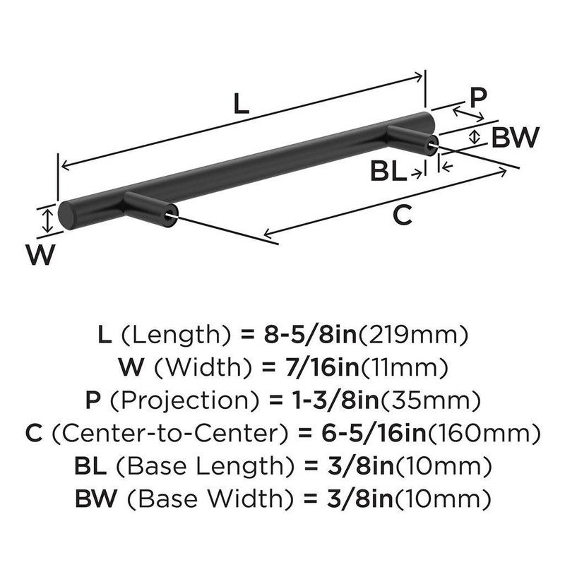 Amerock BP37243MB Bar Pulls Hollow Collection 6-5/16 in Pull Matte Black 10-Pack gallery