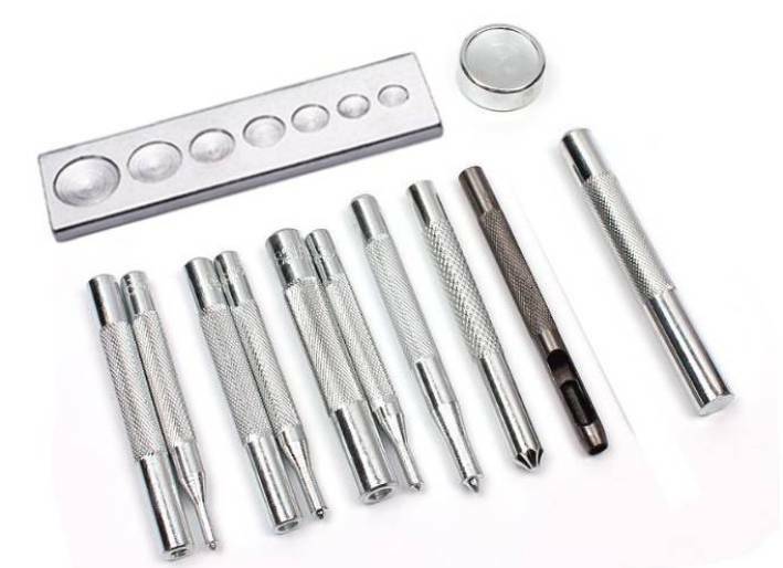 Die Punch Tool Set 10/12/15/17mm Rivets/Popper Snap Fasteners Press Studs Button gallery