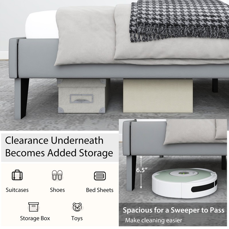 Full Size Upholstered Platform Bed Frame Velvet Headboard Mattress Foundation gallery