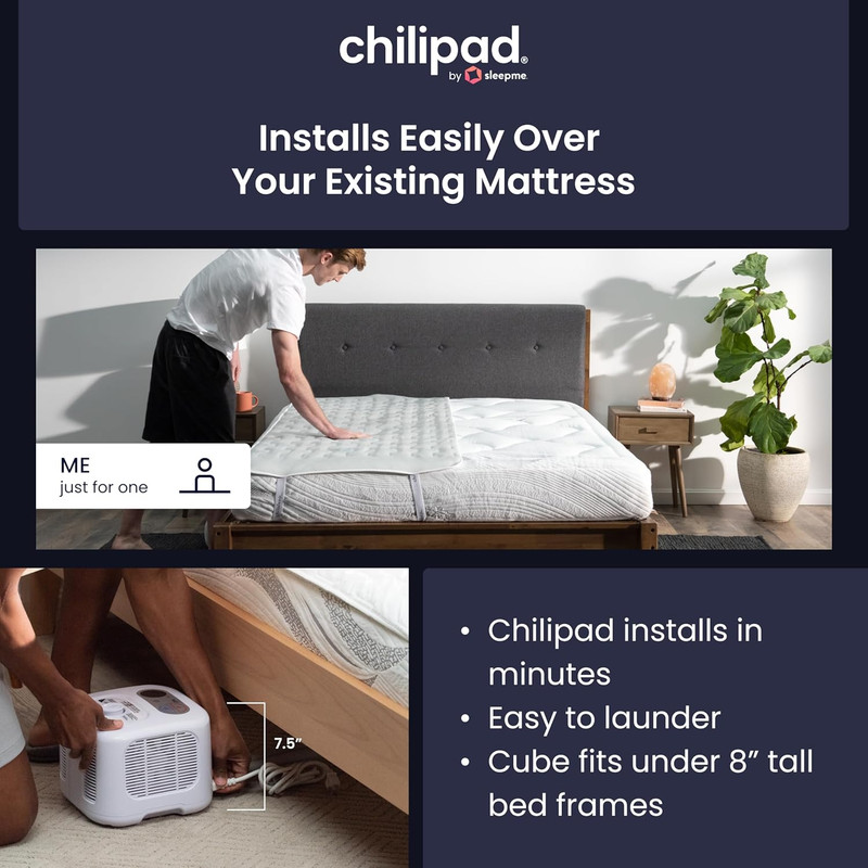 Chilipad Cube Bed Cooling System - Cooling & Heating Mattress Topper, Set Indivi gallery