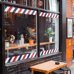 Barber Shop Outdoor Window Border, Bold Classic Barber Shop Stripes 48 Inch Long