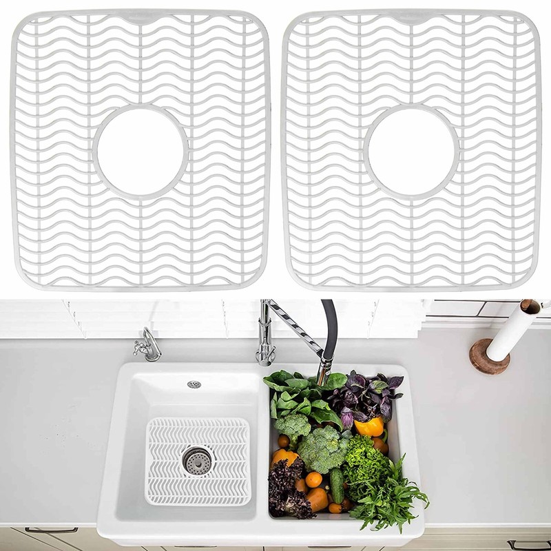 Sink Protector Mat 2 Pack Plastic with Center Drain Cutout Protect Sink 11 x 12" gallery