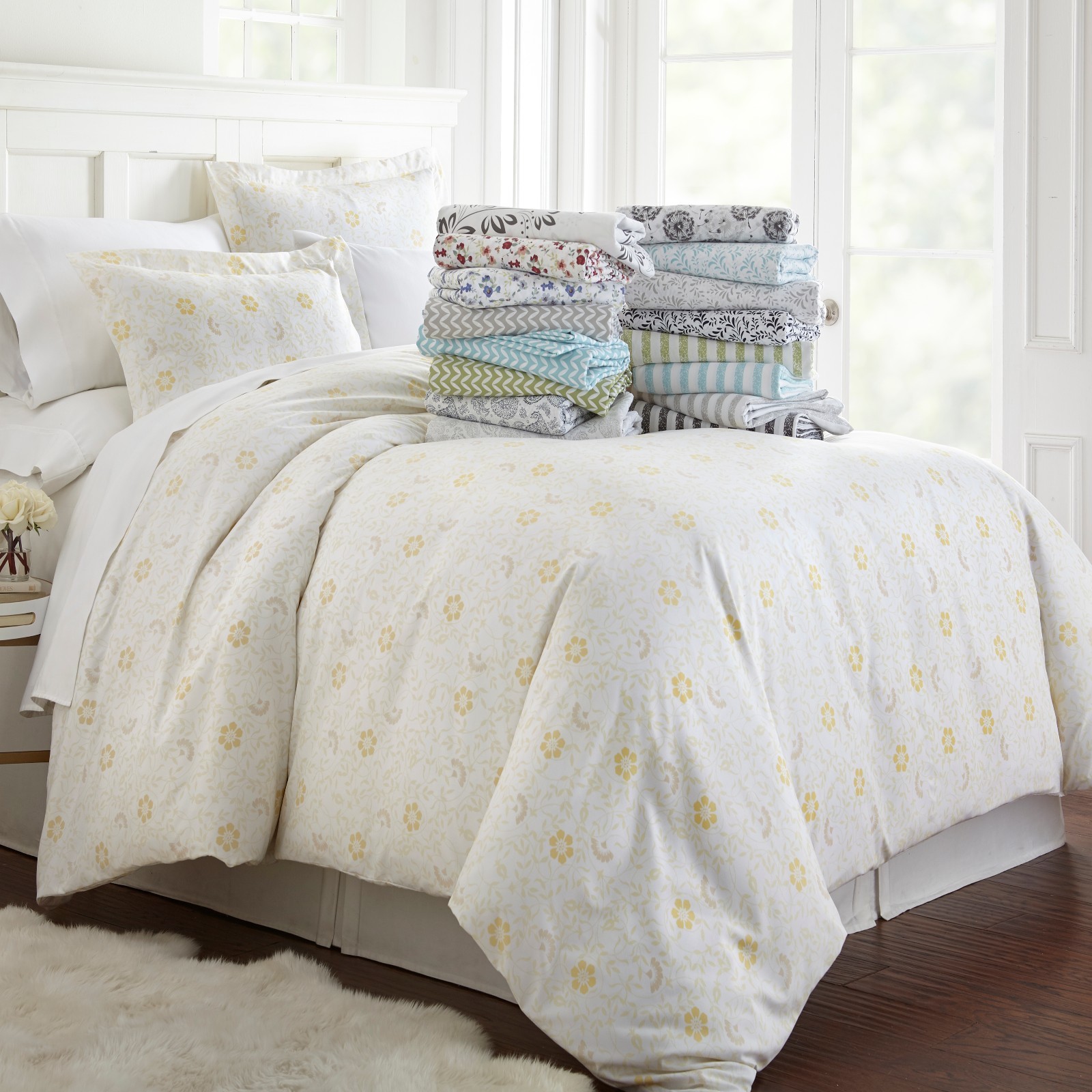 Ultra Soft 3PC Patterned Duvet Cover Set Summer Kaycie Gray Fashion Collection gallery