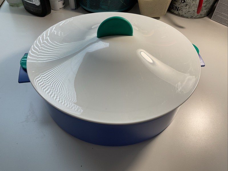 Vintage Tupperware Micro-Steamer 3 Piece Set Purple Teal White-NWOT gallery