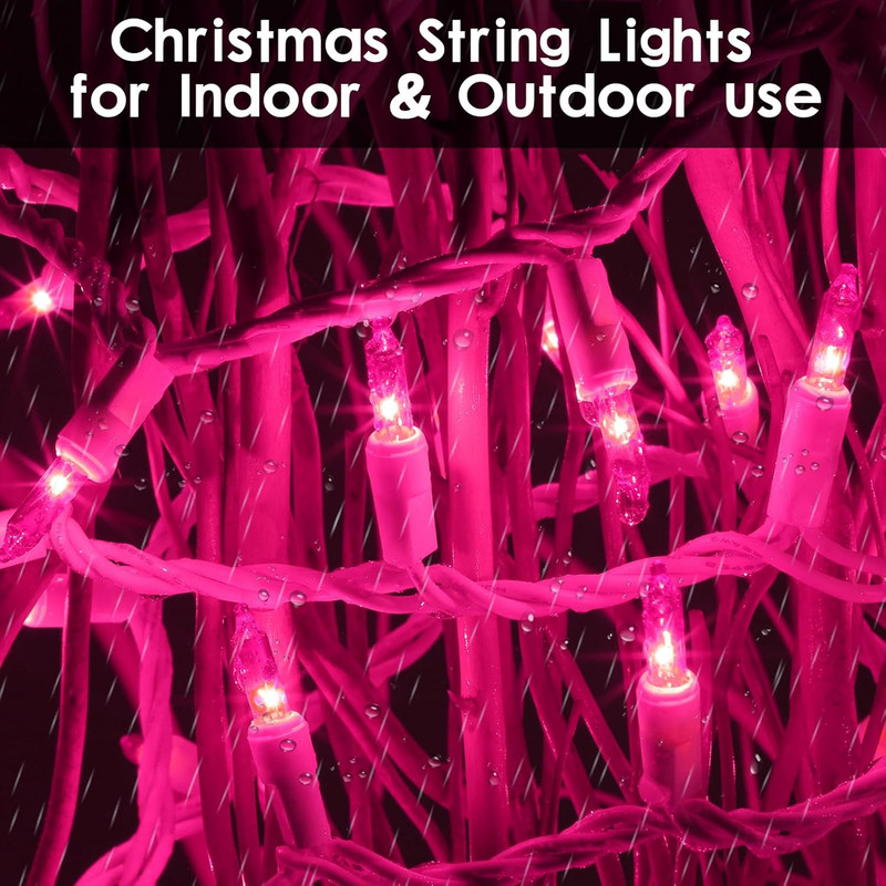100 Count Mini Pink Lights String, 21Ft Christmas Tree Lights Plug In,Christm... gallery