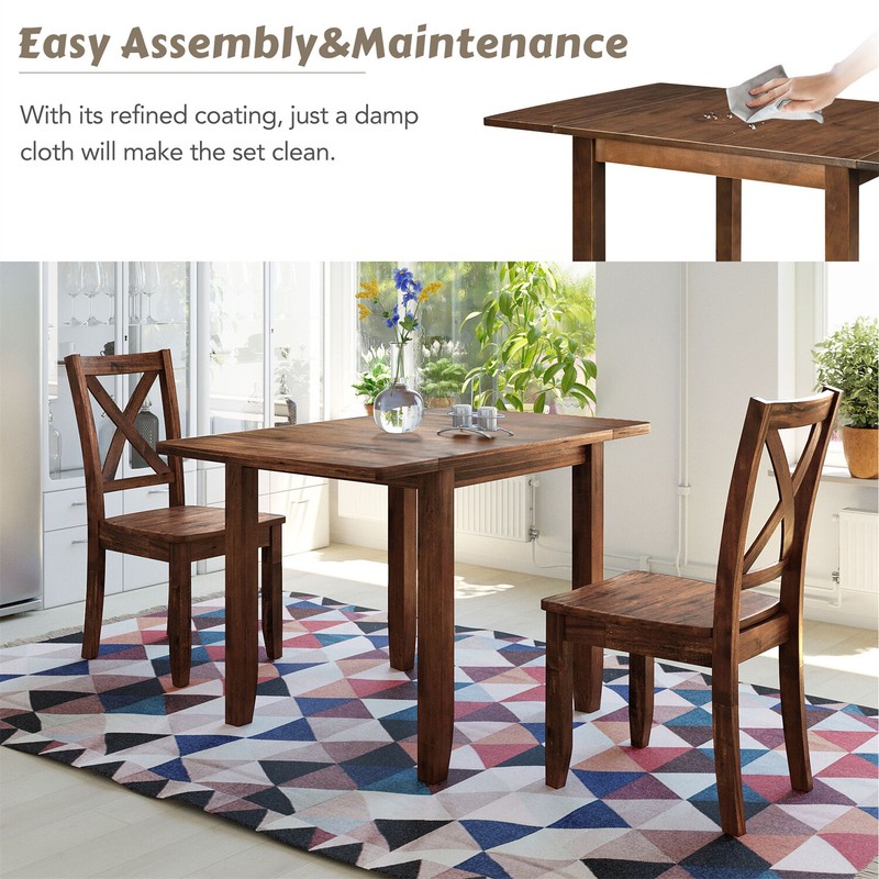 3 Piece Dining Table Set Extendable Table w/ 2 Chair Kitchen Breakfast Furniture gallery