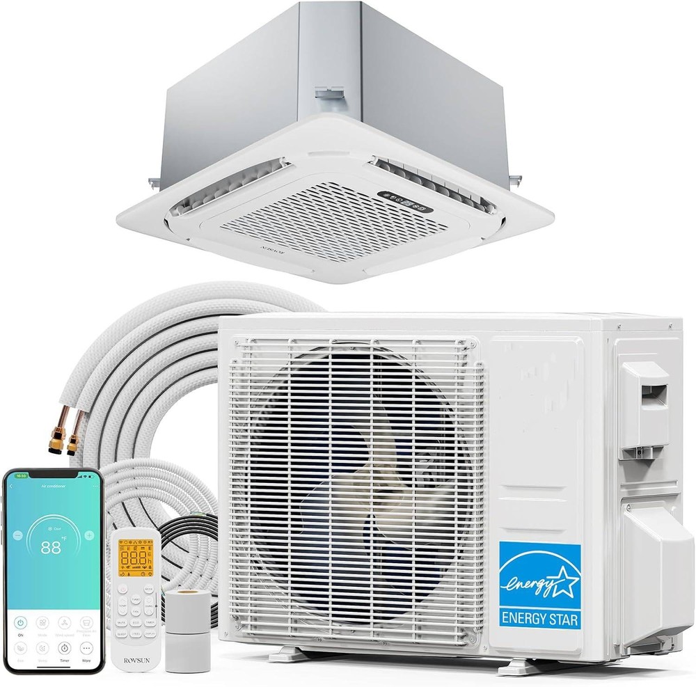23,000 BTU Ceiling Cassette Mini Split AC & Heat Pump, Inverter Air Conditioner