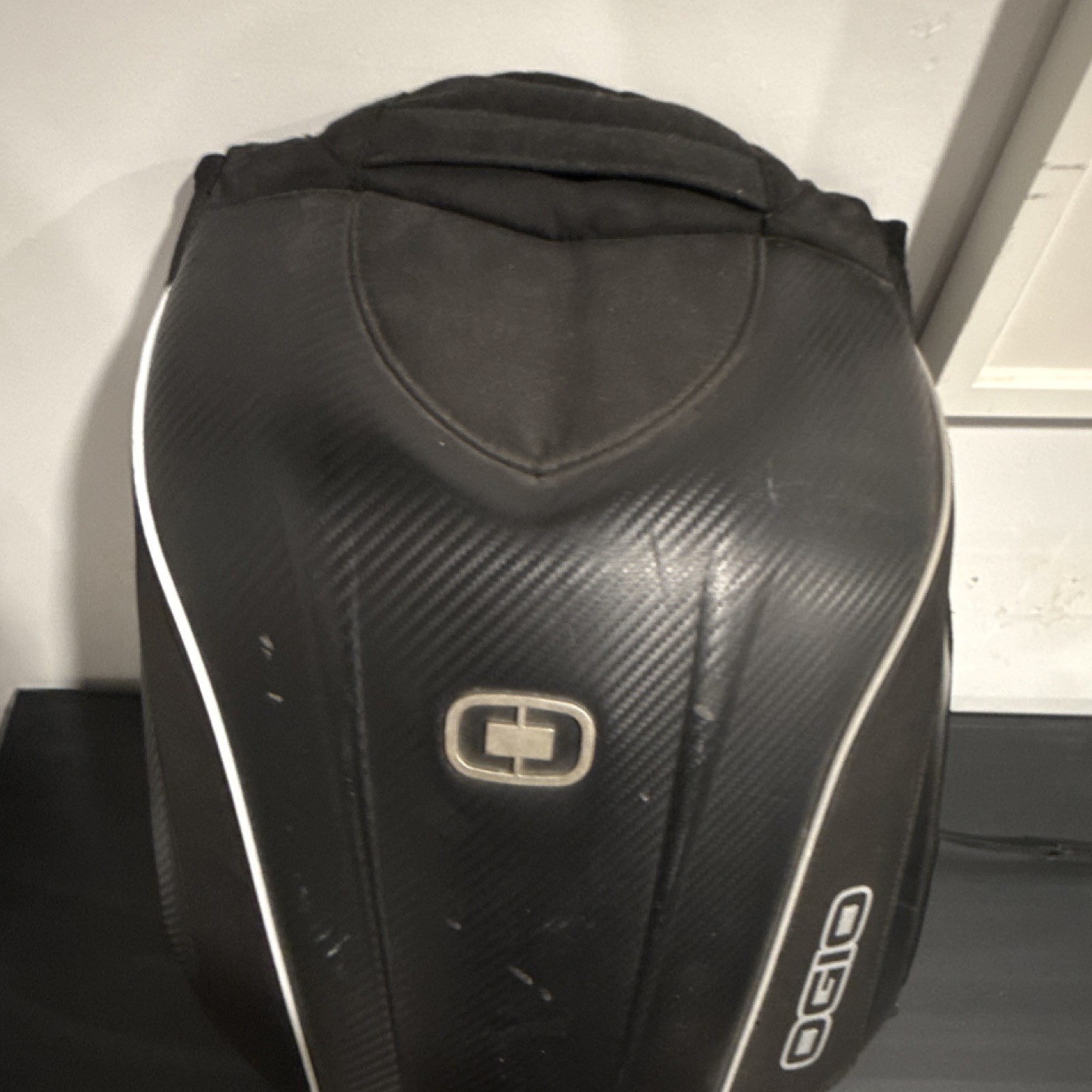 Motorcycle Backpack Black with Red Inside Adjustable Straps