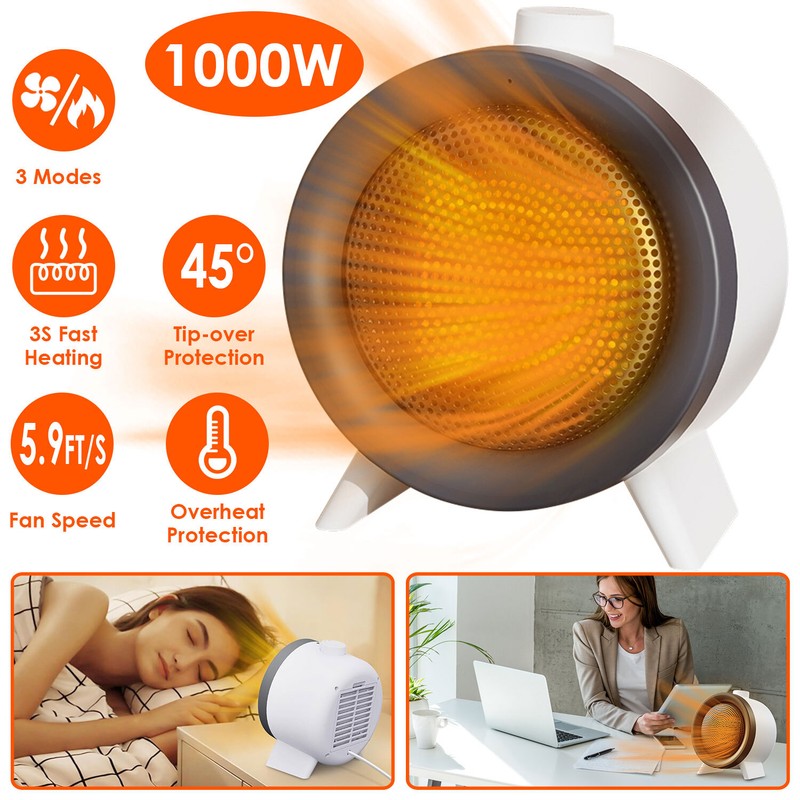 1000W Electric Space Heater Heating Fan Cold/Hot Air Fan Garage Office Indoor gallery