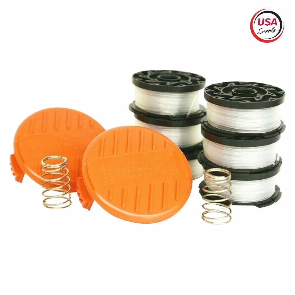 Black & Decker Replacement Trimmer Spool 6 Pack & 2 Cap & Spring .065 AF-100