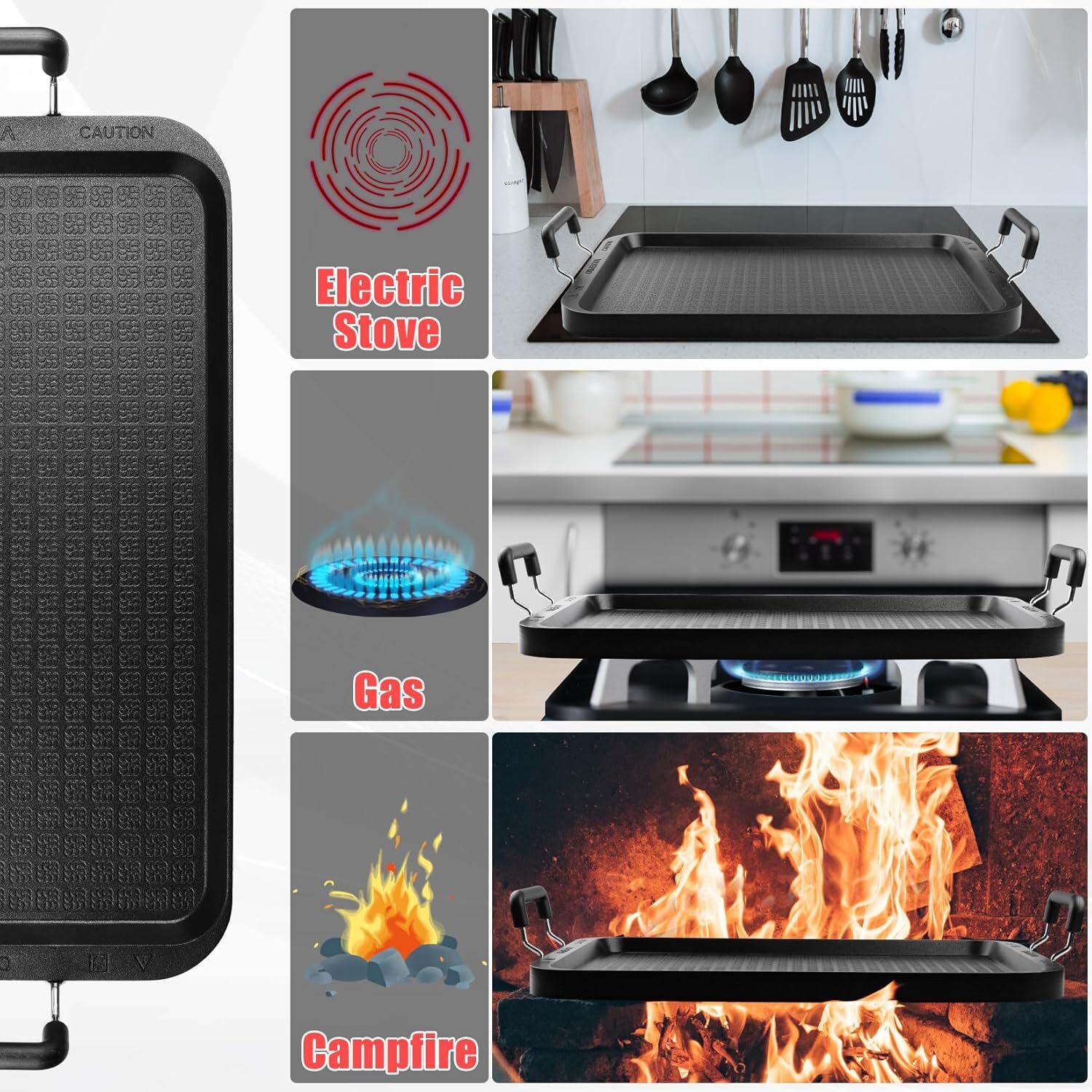 Stove Top Flat Griddle, 17 Inch 2 Burner Griddle Pan for Stove Top Grill gallery