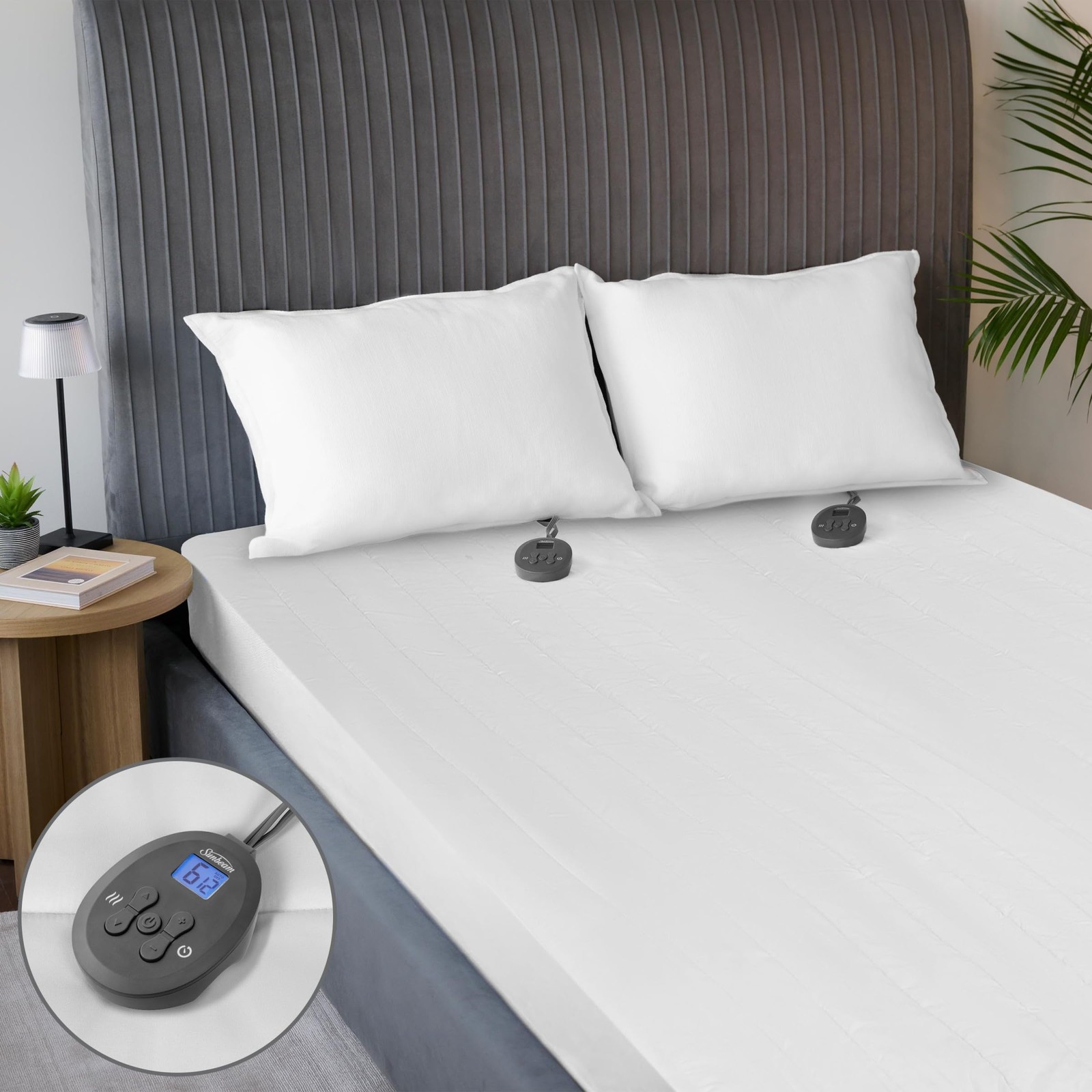 SUNBEAM QUILTED HEATED MATTRESS PAD KING 80" X 76" 12 HEAT SETTINGS - WHITE gallery