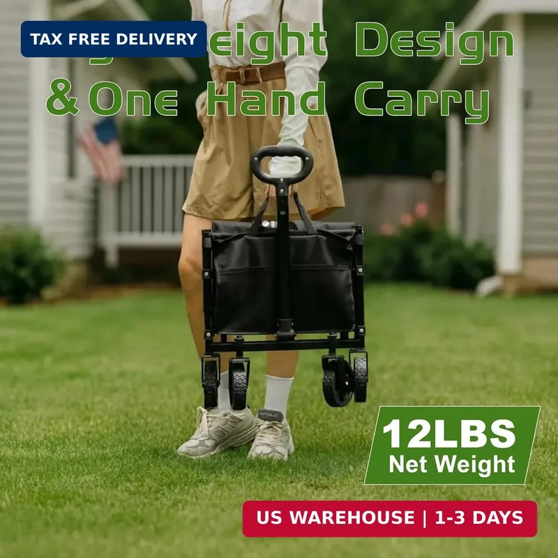 Collapsible Wagon with Wheels, Wagons Carts Foldable 220 lbs Heavy Duty, Folding gallery