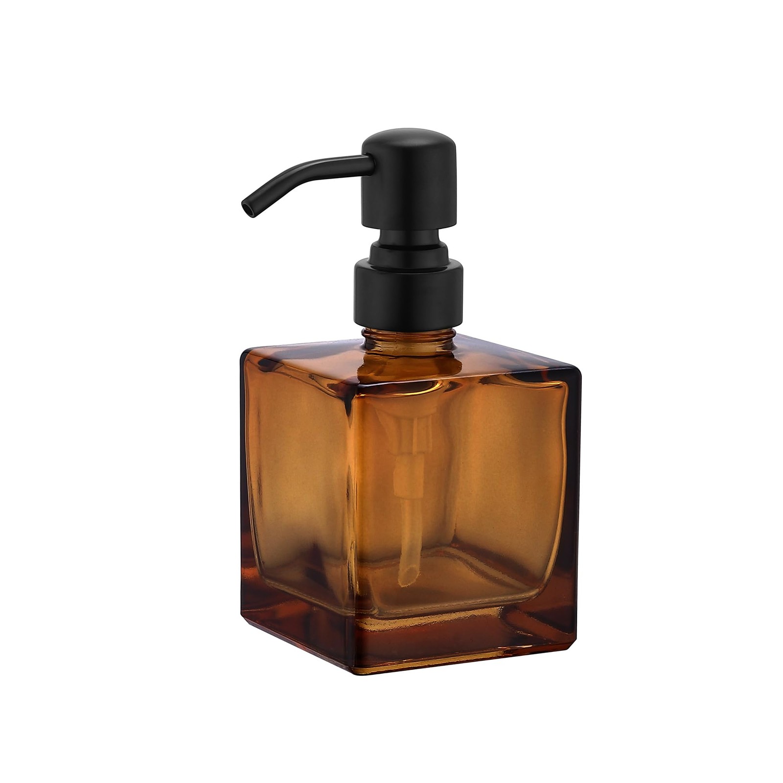 Square Bathroom Soap Dispenser Amber Bottle with Black Pump, Retangle Cube 8.... gallery