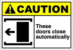 These Doors Close Automatically Left Caution OSHA / ANSI LABEL DECAL STICKER