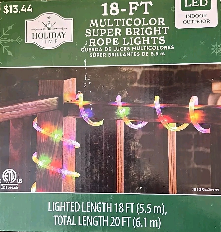 18 ft Multicolor Super Bright LED Rope Christmas Lights Holiday Time NEW in Box! gallery